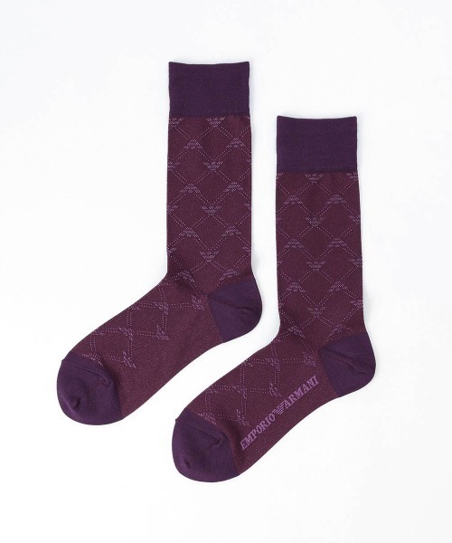 EMPORIO ARMANI(エンポリオアルマーニ)の「EMPORIO ARMANI レディース モノグラム クルーソックス 03440101(ソックス/靴下・レディース・サーモンピンク/サックスブルー/ダークパープル/ブラック/パープル系その他/シルバーグレー・23-25cm)」の6枚目の写真