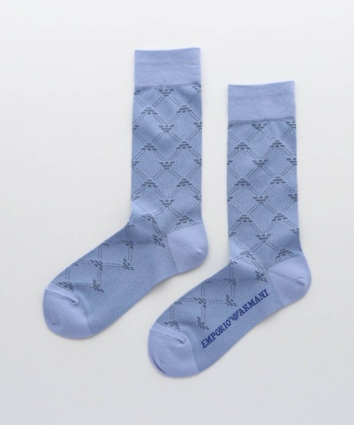 EMPORIO ARMANI(エンポリオアルマーニ)の「EMPORIO ARMANI レディース モノグラム クルーソックス 03440101(ソックス/靴下・レディース・サーモンピンク/サックスブルー/ダークパープル/ブラック/パープル系その他/シルバーグレー・23-25cm)」の4枚目の写真