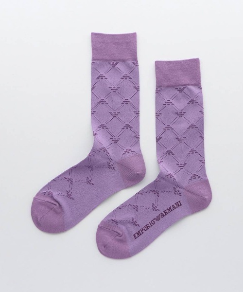 EMPORIO ARMANI(エンポリオアルマーニ)の「EMPORIO ARMANI レディース モノグラム クルーソックス 03440101(ソックス/靴下・レディース・サーモンピンク/サックスブルー/ダークパープル/ブラック/パープル系その他/シルバーグレー・23-25cm)」の5枚目の写真