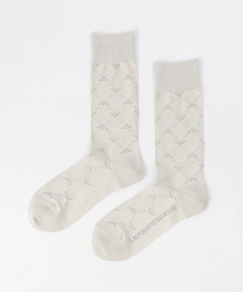 EMPORIO ARMANI(エンポリオアルマーニ)の「EMPORIO ARMANI レディース モノグラム クルーソックス 03440101(ソックス/靴下・レディース・サーモンピンク/サックスブルー/ダークパープル/ブラック/パープル系その他/シルバーグレー・23-25cm)」の3枚目の写真