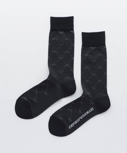 EMPORIO ARMANI(エンポリオアルマーニ)の「EMPORIO ARMANI レディース モノグラム クルーソックス 03440101(ソックス/靴下・レディース・サーモンピンク/サックスブルー/ダークパープル/ブラック/パープル系その他/シルバーグレー・23-25cm)」の2枚目の写真