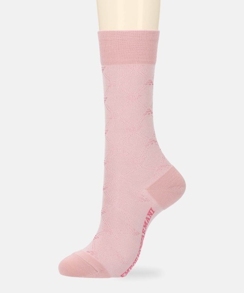 EMPORIO ARMANI(エンポリオアルマーニ)の「EMPORIO ARMANI レディース モノグラム クルーソックス 03440101(ソックス/靴下・レディース・サーモンピンク/サックスブルー/ダークパープル/ブラック/パープル系その他/シルバーグレー・23-25cm)」の8枚目の写真