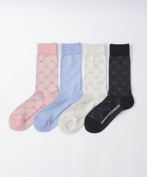 EMPORIO ARMANI(エンポリオアルマーニ)の「EMPORIO ARMANI レディース モノグラム クルーソックス 03440101(ソックス/靴下・レディース・サーモンピンク/サックスブルー/ダークパープル/ブラック/パープル系その他/シルバーグレー・23-25cm)」の13枚目の写真