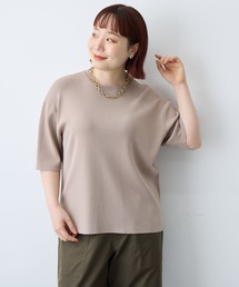 【anyfee/プラスサイズ】ドライタッチ半袖ニット《接触冷感/洗濯可能》
