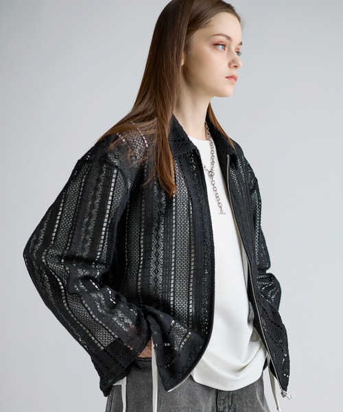 SOCCE（ソーシー）の「ルーズシルエットシアーレースジャケット（その他アウター・メンズ・ブラック/ホワイト・XL/L/M/S）」の16枚目の写真