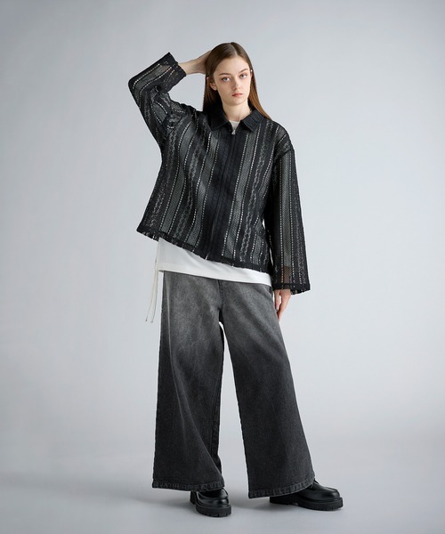 SOCCE（ソーシー）の「ルーズシルエットシアーレースジャケット（その他アウター・メンズ・ブラック/ホワイト・XL/L/M/S）」の19枚目の写真