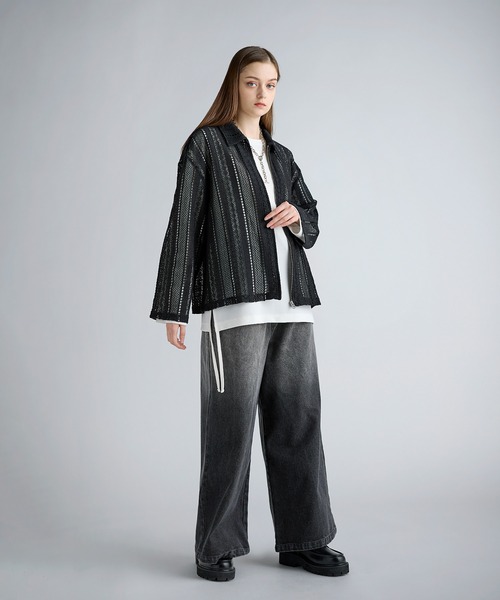 SOCCE（ソーシー）の「ルーズシルエットシアーレースジャケット（その他アウター・メンズ・ブラック/ホワイト・XL/L/M/S）」の22枚目の写真