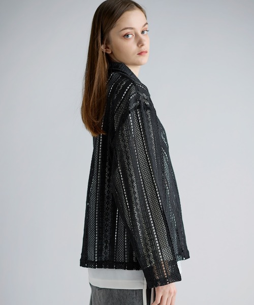 SOCCE（ソーシー）の「ルーズシルエットシアーレースジャケット（その他アウター・メンズ・ブラック/ホワイト・XL/L/M/S）」の13枚目の写真