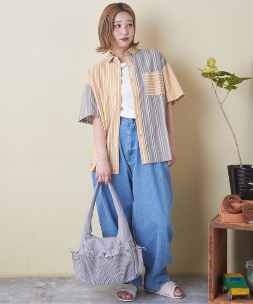 CUBE SUGAR（キューブシュガー）の「ナイロンメッシュポケットショルダーバッグ（ショルダーバッグ・レディース・グレー/ナチュラル/ブラック・M）」の8枚目の写真