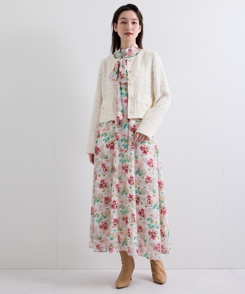 QUEENS COURT(クイーンズコート)の「フラワーシアーハイネックブラウス≪洗濯機で洗える≫(シャツ/ブラウス・レディース・パープル/ピンク/ネイビー・M)」の22枚目の写真
