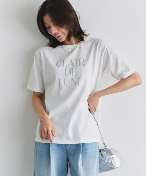 Pierrot（ピエロ）の「【接触冷感・イージーケア】オーバーサイズロゴTシャツ（Tシャツ/カットソー・レディース・ブラック系その他/ホワイト系その他2/ネイビー系/ホワイト系その他4/ホワイト系その他/ホワイト系その他3/ホワイト×シルバー/ホワイト×グレー/ホワイト×ブラック/ホワイト×ゴールド/ホワイト系その他5/チャコール・M/L）」の8枚目の写真