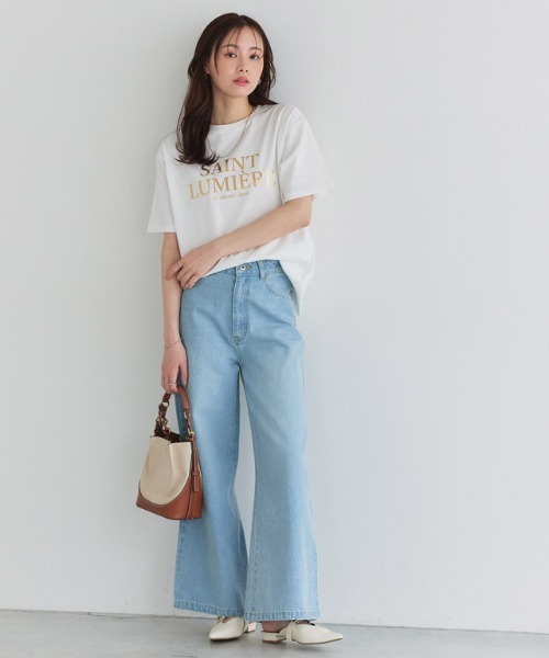 Pierrot（ピエロ）の「【接触冷感・イージーケア】オーバーサイズロゴTシャツ（Tシャツ/カットソー・レディース・ブラック系その他/ホワイト系その他2/ネイビー系/ホワイト系その他4/ホワイト系その他/ホワイト系その他3/ホワイト×シルバー/ホワイト×グレー/ホワイト×ブラック/ホワイト×ゴールド/ホワイト系その他5/チャコール・M/L）」の15枚目の写真