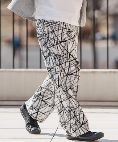 CAMBIO(カンビオ)の「mp13374-Radiation Pattern Wide Straight Pants ワイドストレートパンツ(その他パンツ・メンズ・ブラック/ホワイト/ベージュ・S/M/L)」の17枚目の写真