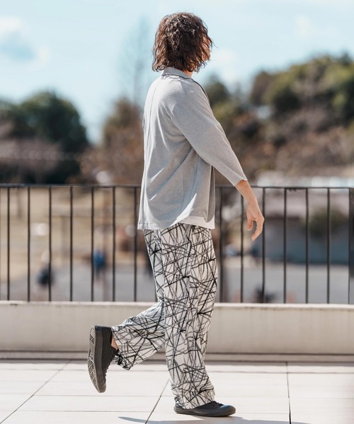 セール】mp13374-Radiation Pattern Wide Straight Pants ワイド