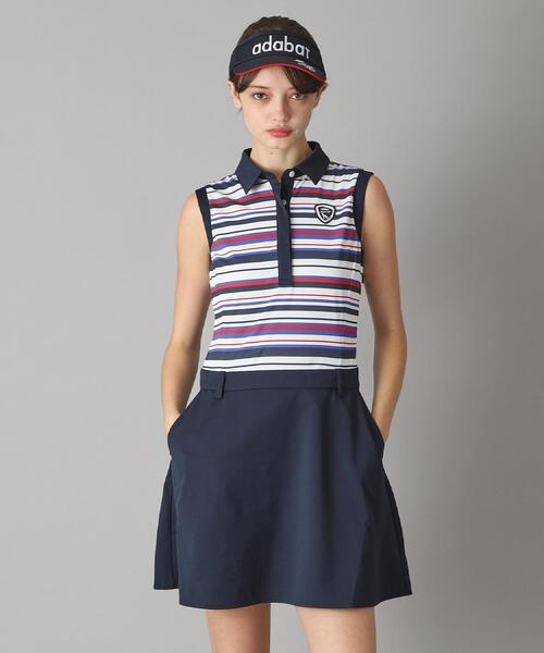 adabat（アダバット）の「【新レーベル ADABAT NAVY】吸水速乾/接触冷感 ボーダーコンビワンピース（ワンピース・レディース・ホワイト系3・42/40/38）」の2枚目の写真