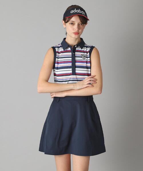 adabat（アダバット）の「【新レーベル ADABAT NAVY】吸水速乾/接触冷感 ボーダーコンビワンピース（ワンピース・レディース・ホワイト系3・42/40/38）」の3枚目の写真