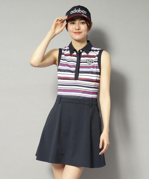 adabat（アダバット）の「【新レーベル ADABAT NAVY】吸水速乾/接触冷感 ボーダーコンビワンピース（ワンピース・レディース・ホワイト系3・42/40/38）」の8枚目の写真