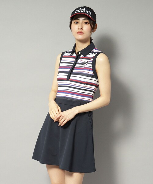 adabat（アダバット）の「【新レーベル ADABAT NAVY】吸水速乾/接触冷感 ボーダーコンビワンピース（ワンピース・レディース・ホワイト系3・42/40/38）」の9枚目の写真