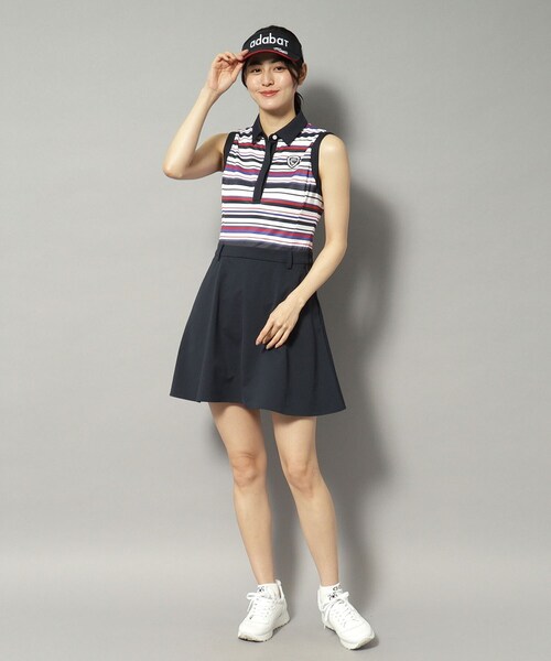 adabat（アダバット）の「【新レーベル ADABAT NAVY】吸水速乾/接触冷感 ボーダーコンビワンピース（ワンピース・レディース・ホワイト系3・42/40/38）」の14枚目の写真