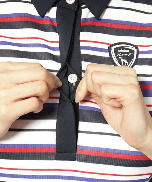 adabat（アダバット）の「【新レーベル ADABAT NAVY】吸水速乾/接触冷感 ボーダーコンビワンピース（ワンピース・レディース・ホワイト系3・42/40/38）」の21枚目の写真