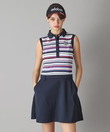 【新レーベル ADABAT NAVY】吸水速乾/接触冷感 ボーダーコンビワンピース