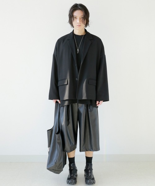 minsobi（ミンソビ）の「セットアップ対応 ルーズテーラードジャケット ユニセックス ビッグシルエットジャケット（テーラードジャケット・メンズ・ブラック・FREE）」の12枚目の写真