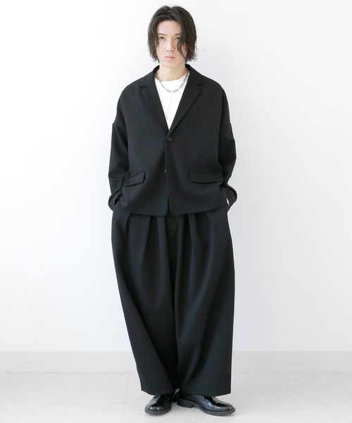 minsobi（ミンソビ）の「セットアップ対応 ルーズテーラードジャケット ユニセックス ビッグシルエットジャケット（テーラードジャケット・メンズ・ブラック・FREE）」の3枚目の写真
