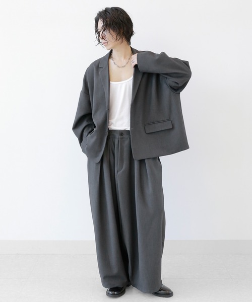 minsobi（ミンソビ）の「セットアップ対応 ルーズテーラードジャケット ユニセックス ビッグシルエットジャケット（テーラードジャケット・メンズ・ブラック・FREE）」の19枚目の写真