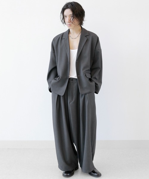 minsobi（ミンソビ）の「セットアップ対応 ルーズテーラードジャケット ユニセックス ビッグシルエットジャケット（テーラードジャケット・メンズ・ブラック・FREE）」の18枚目の写真