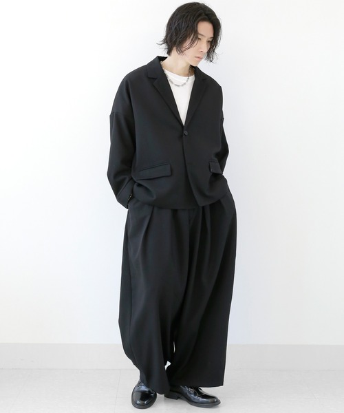 minsobi（ミンソビ）の「セットアップ対応 ルーズテーラードジャケット ユニセックス ビッグシルエットジャケット（テーラードジャケット・メンズ・ブラック・FREE）」の5枚目の写真