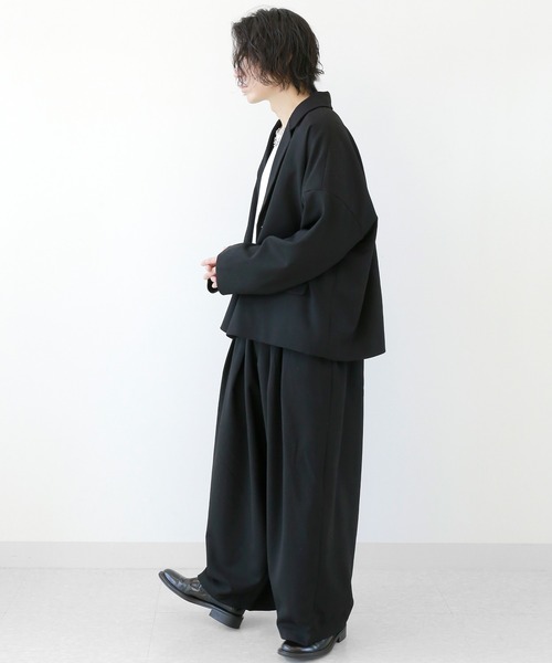 minsobi（ミンソビ）の「セットアップ対応 ルーズテーラードジャケット ユニセックス ビッグシルエットジャケット（テーラードジャケット・メンズ・ブラック・FREE）」の9枚目の写真