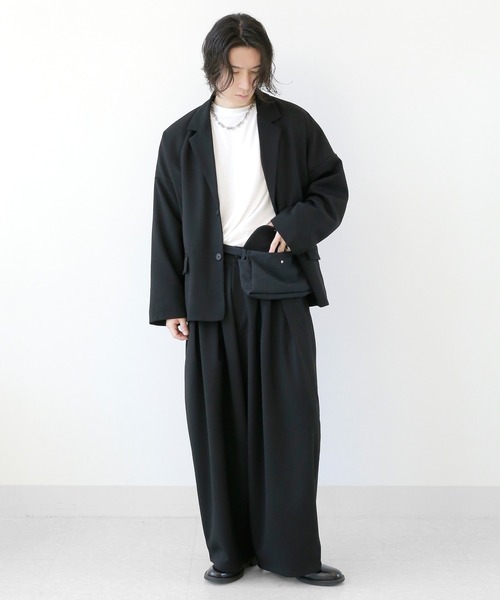 minsobi（ミンソビ）の「セットアップ対応 ルーズテーラードジャケット ユニセックス ビッグシルエットジャケット（テーラードジャケット・メンズ・ブラック・FREE）」の7枚目の写真