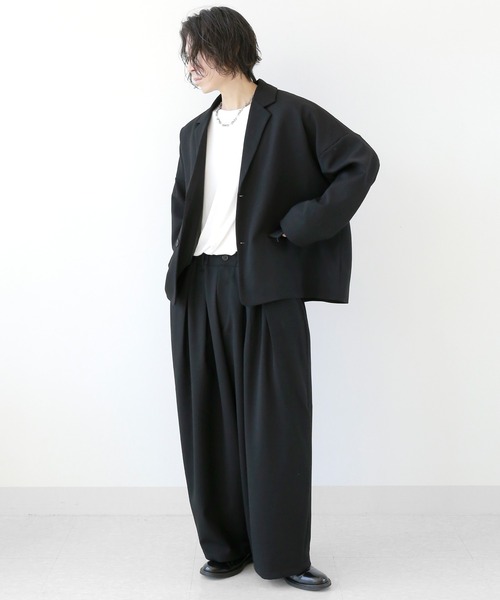 minsobi（ミンソビ）の「セットアップ対応 ルーズテーラードジャケット ユニセックス ビッグシルエットジャケット（テーラードジャケット・メンズ・ブラック・FREE）」の8枚目の写真