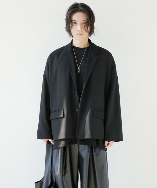 minsobi（ミンソビ）の「セットアップ対応 ルーズテーラードジャケット ユニセックス ビッグシルエットジャケット（テーラードジャケット・メンズ・ブラック・FREE）」の13枚目の写真