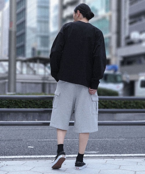 MDR(エムディアール)の「裏毛カーゴワイドハーフパンツ【セットアップ対応】(カーゴパンツ・メンズ・ブラック/杢グレー・L/M)」の12枚目の写真