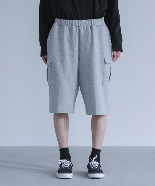 MDR(エムディアール)の「裏毛カーゴワイドハーフパンツ【セットアップ対応】(カーゴパンツ・メンズ・ブラック/杢グレー・L/M)」の20枚目の写真
