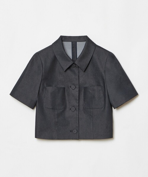 LOULOU WILLOUGHBY(ルルウィルビー)の「【LOULOU WILLOUGHBY】シャンブレー半袖ジャケット(デニムジャケット・レディース・キャメル/ネイビー・1/2)」の7枚目の写真