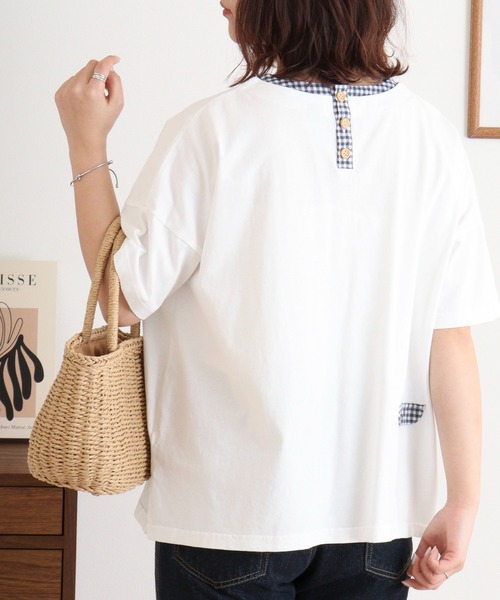 Emago(イマゴ)の「EMAGO 洋なしパッチワーク刺繍プルオーバー(Tシャツ/カットソー・レディース・ホワイト/パープル/ブラック・FREE)」の7枚目の写真