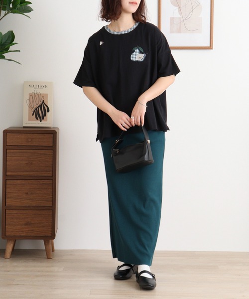 EMAGO 洋なしパッチワーク刺繍プルオーバー（Tシャツ/カットソー