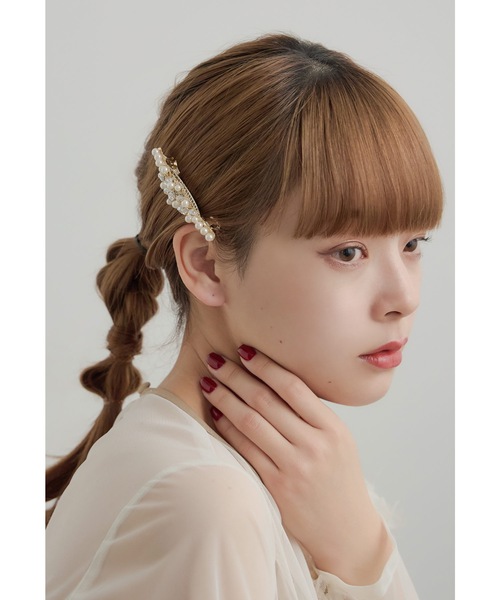 パールオーロラビーズビジューバレッタ ヘアアクセサリー