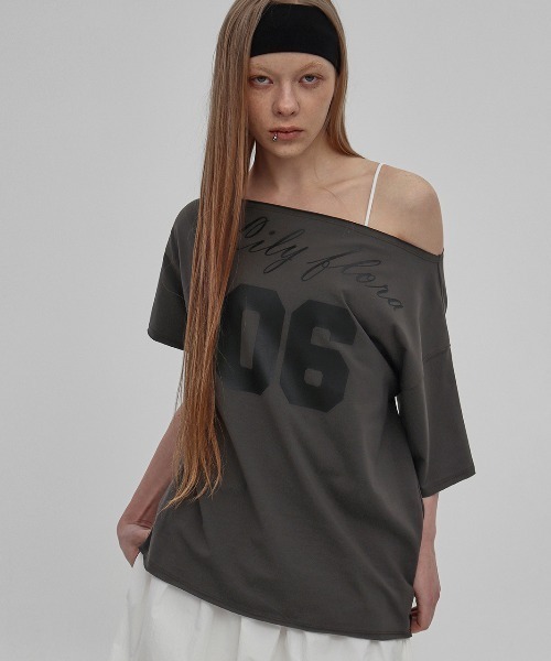 BLACKUP（ブラックアップ）の「[MADE] プリピーボートネックプリント半袖Tシャツ（Tシャツ/カットソー・レディース・ホワイト/チャコール/ネイビー・FREE）」の3枚目の写真