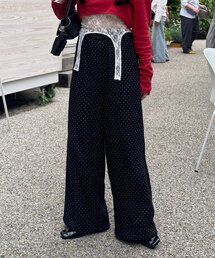 Kastane | 【低身長サイズ/セットアップ対応/2サイズ展開/無地&ドット】デニムライクワイドパンツ(その他パンツ)