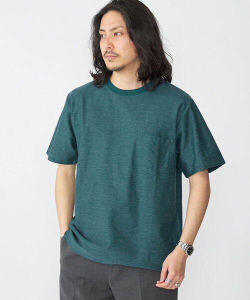 SHIPS(シップス)の「SHIPS: ジャカード マイクロ ボーダー Tシャツ(Tシャツ/カットソー・メンズ・グリーン/ネイビー/ライトグレー・SMALL/X-LARGE/LARGE/MEDIUM)」の2枚目の写真
