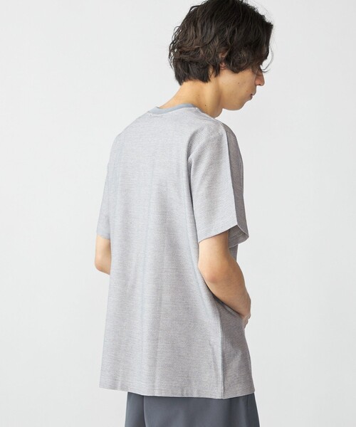 SHIPS(シップス)の「SHIPS: ジャカード マイクロ ボーダー Tシャツ(Tシャツ/カットソー・メンズ・グリーン/ネイビー/ライトグレー・SMALL/X-LARGE/LARGE/MEDIUM)」の4枚目の写真