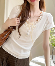 Ada.（エイダ）の「レイヤード風 カットソー トップス バレエコア ウィッシュコア（Tシャツ/カットソー）」