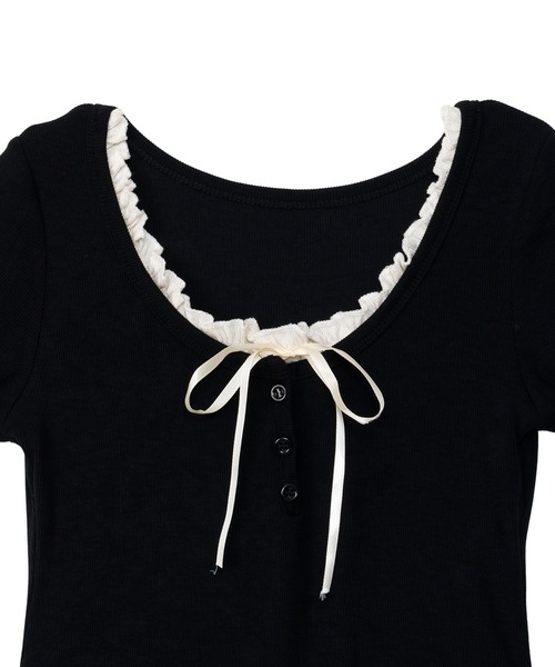 Ada.(エイダ)の「レイヤード風 カットソー トップス バレエコア ウィッシュコア(Tシャツ/カットソー・レディース・グレー/ネイビー/レッド/ブラック/ブラウン/ホワイト/ライトブルー/チャコール・M/S/L)」の14枚目の写真