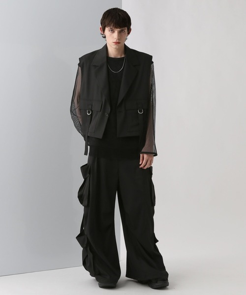 web限定品✨️未使用級✨️HARE 2Pショートジャケット セット ベスト 異素材 セール】【SET UP対応】ベルトショートベスト(HARE)（ベスト