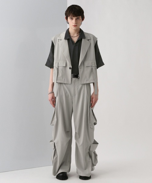 HARE（ハレ）の「【SET UP対応】ベルトショートベスト(HARE)（ベスト・メンズ・グリーン/グレー/ブラック・FREE）」の7枚目の写真