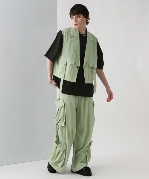 HARE（ハレ）の「【SET UP対応】ベルトショートベスト(HARE)（ベスト・メンズ・グリーン/グレー/ブラック・FREE）」の10枚目の写真