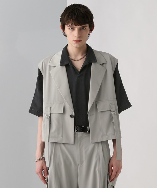 HARE（ハレ）の「【SET UP対応】ベルトショートベスト(HARE)（ベスト・メンズ・グリーン/グレー/ブラック・FREE）」の15枚目の写真